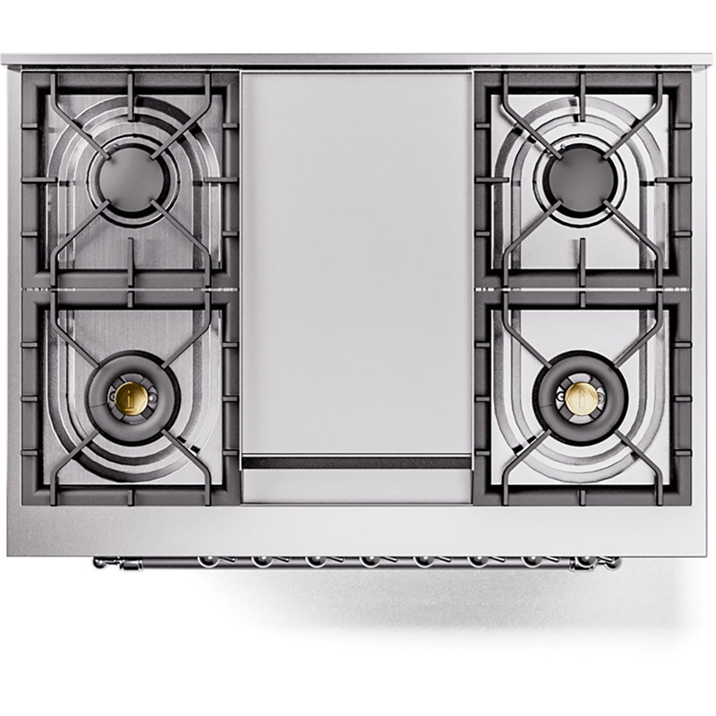 ILVE Nostalgie II 36 Dual Fuel Range, knobs, Glossy Black/Chrome, Natural Gas
