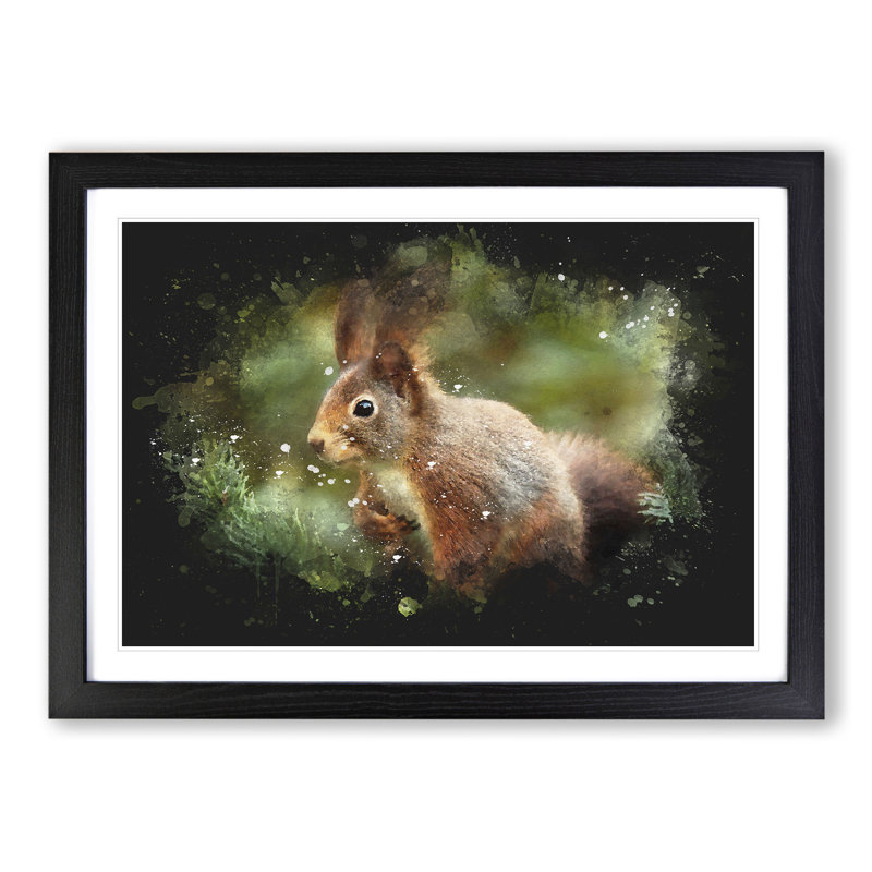 Red Squirrel Vol.2 - Picture Frame Painting, 48cm H x 65cm W x 2cm D, Black Framed