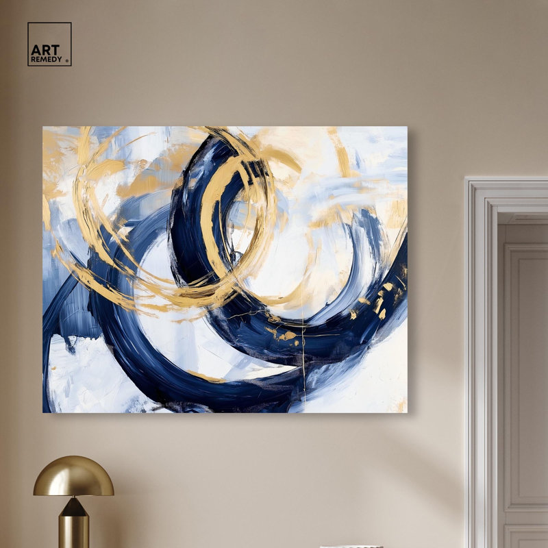 «Bold Whirl I», art abstrait de luxe par, Structure noire, H 17 po x l 21 po