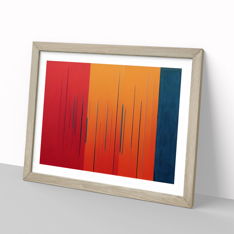 Modern Art Abstract Painting - Framed Print, 25cm H x 34cm W, Oak Framed