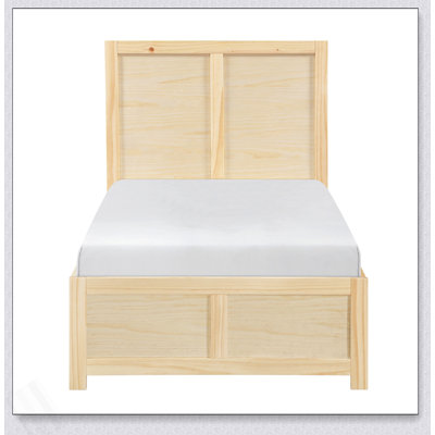 Contemporary Platform Bed Sleek Design Natural Pine Finish Wooden Bedroom Furniture 1Pc