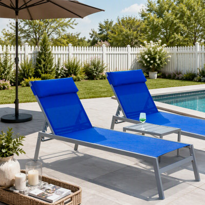 Ensemble de chaises longues de patio, chaises longues de piscine à dossier réglable 3 pièces
