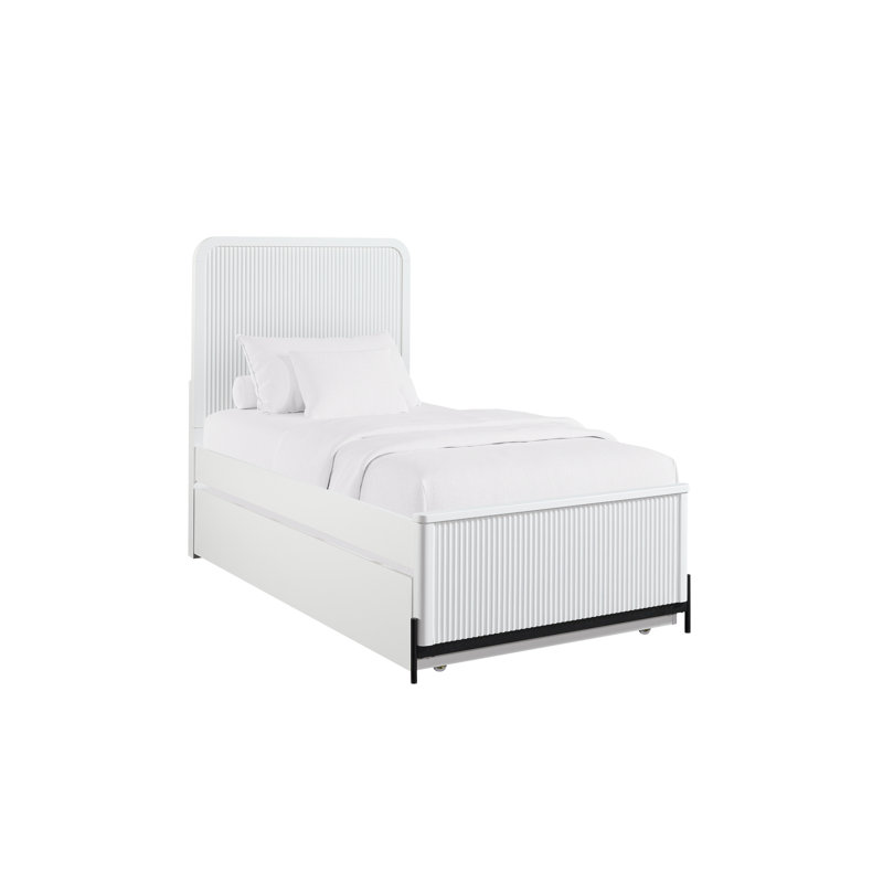 Lit blanc double avec lit gigogne simple et fascinant placage de bouleau