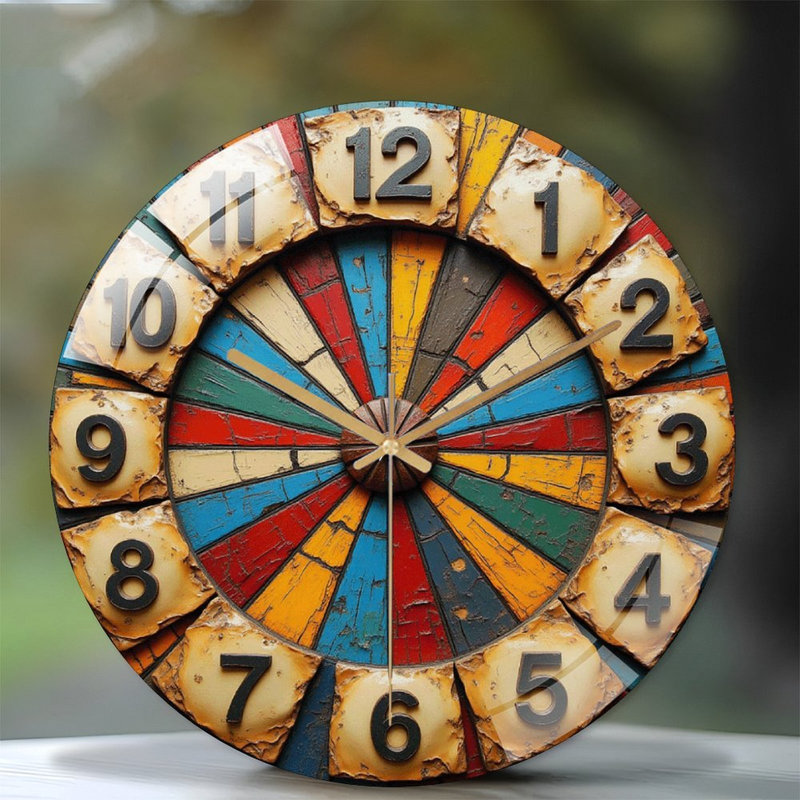 Horloge murale rétro vintage avec art coloré - horloge murale moderne en verre 12 po