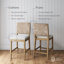 Tabouret de bar rembourré Seagrass avec structure en bois massif, paquet de 4-103764932-103764927-103764924