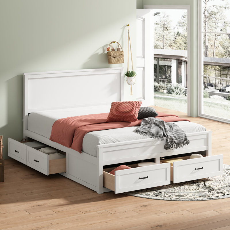 Lit standard 6 tiroirs, Blanc