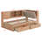 Wooden L-Shaped Daybed Corner Bed Under-Bed Drawers With Storage Bookcase And Upholstered Headboard And USB Charging Ports For Limited Space-369193020-369193023