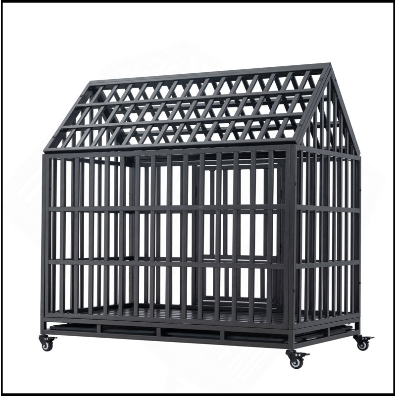Cage pour chien robuste avec toit et fenêtre sur le toit