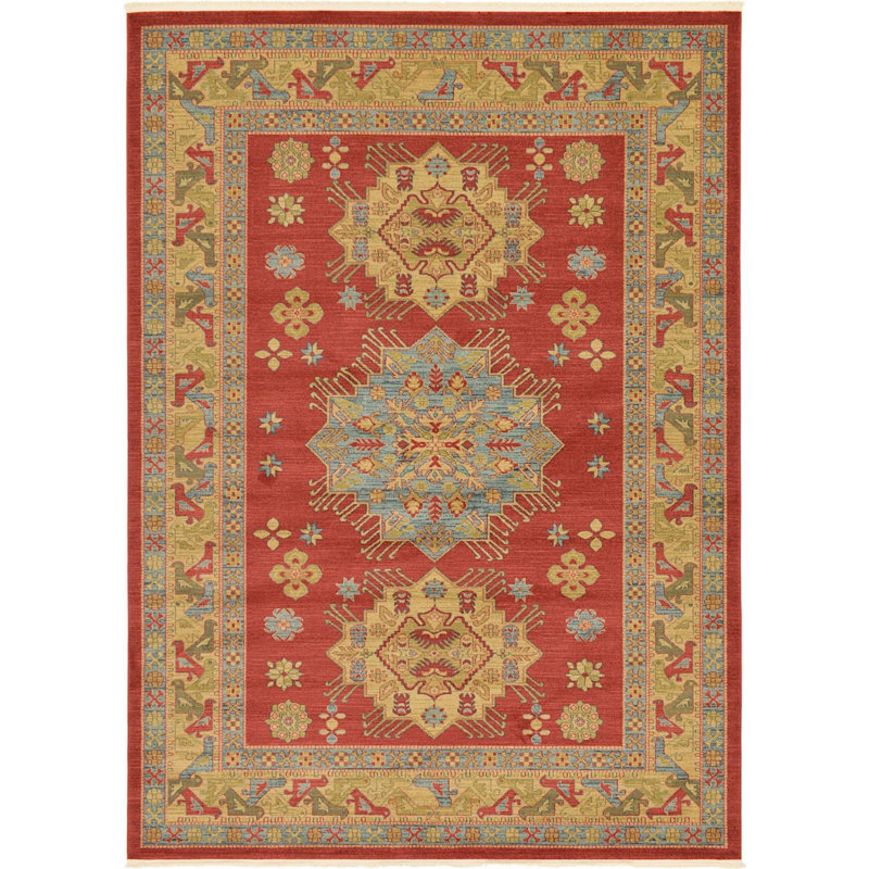 Tapis rouge de style oriental Eesi, Rectangle 8 pi x 11 pi