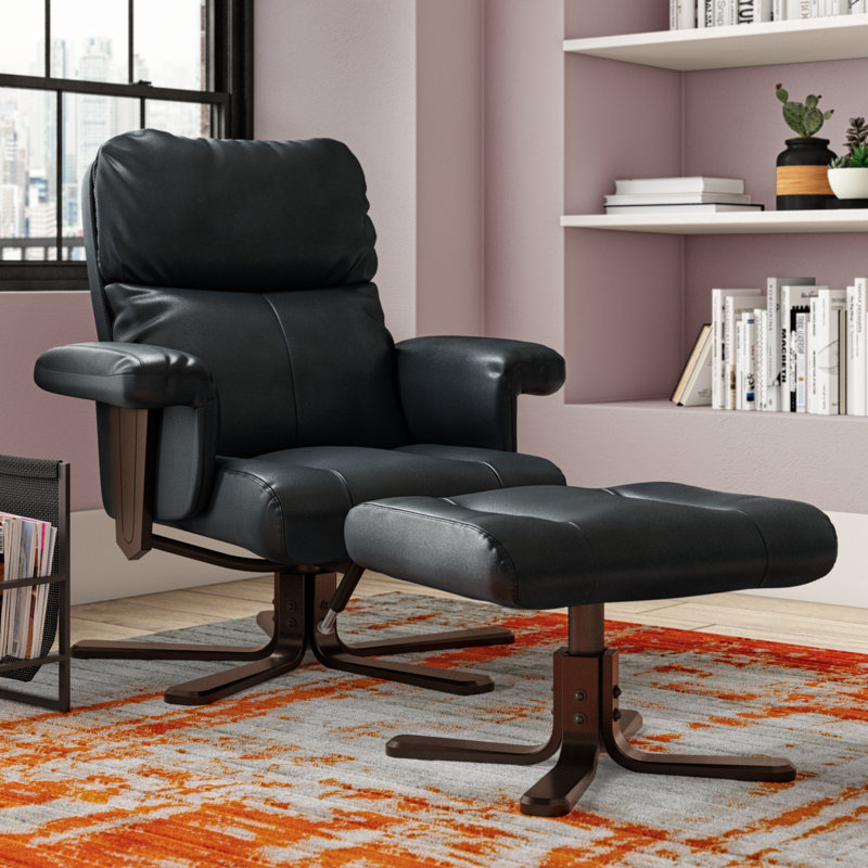 Yale 88cm Wide Swivel Ergonomic Recliner, Black