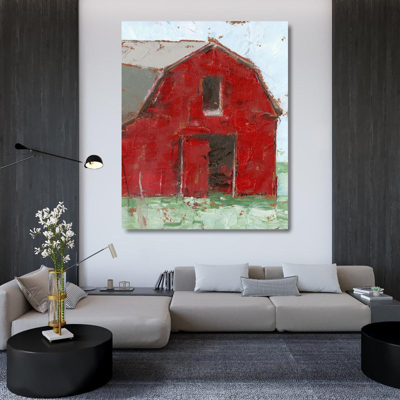 «August Grove® Harper, Ethan Gallery», art sur toile tendue: Big Red Barn I 143997Z, H 44 po x l 36 po