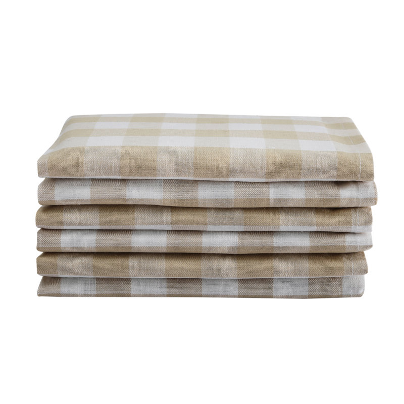 Arlington Cotton Gingham Square Napkin, Beige/White