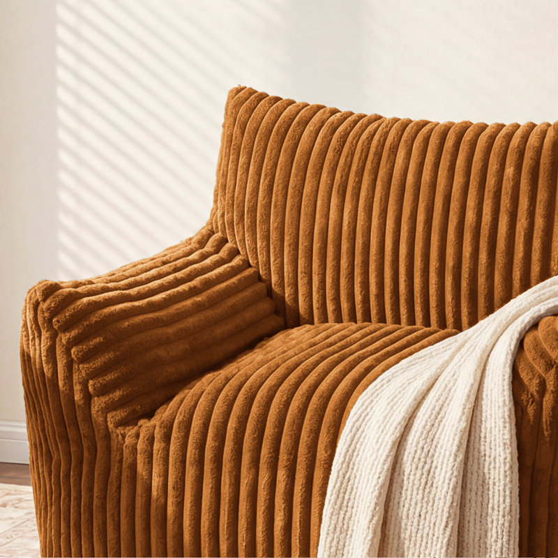 Set of 2 Oversized 46" Corduroy Foam Bean Bag Chair, Orange