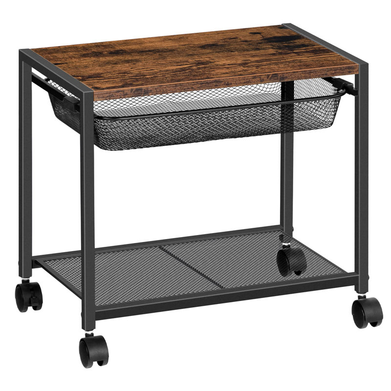 Under Desk Printer Stand, Industrial Printer Cart With Storage Shelf, 2-Tier Mobile Printer Table On Wheels, Heavy Duty Machine Storage Rack