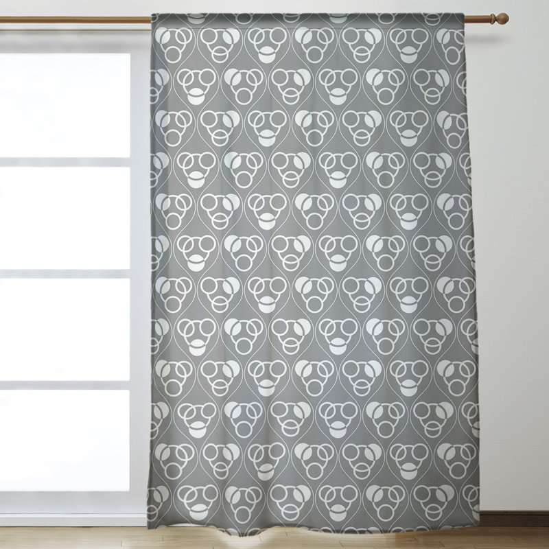 Panneau de rideau simple obscurcissant et isolant à motif géométrique avec passe-tringle classique, Gris/blanc