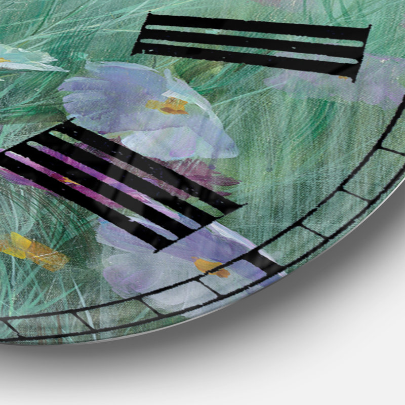 Horloge murale florale en métal - Champ de fleurs, Grand