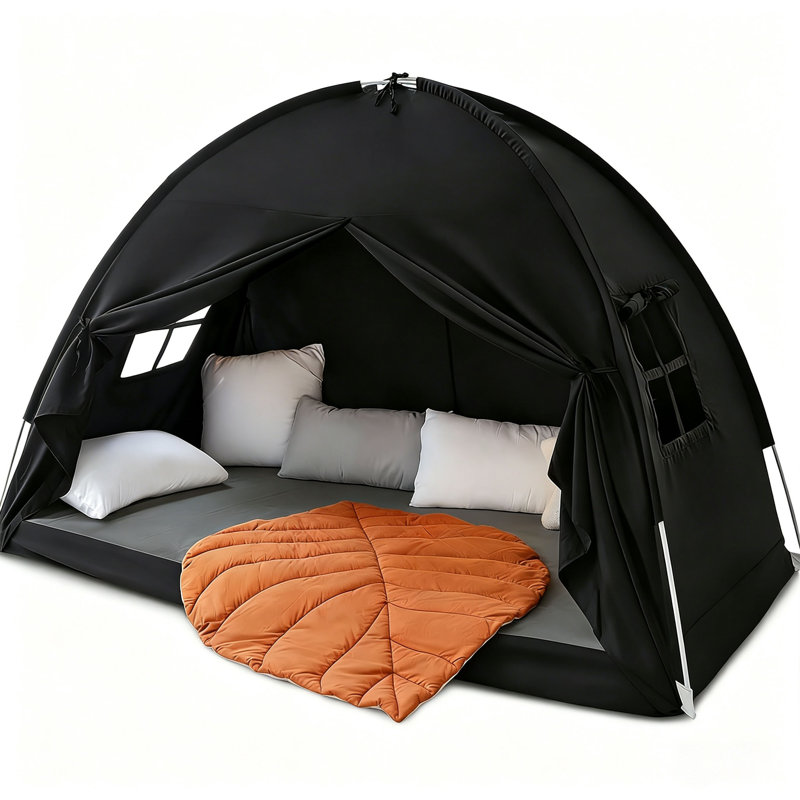 Tente double, tente de couchage privée respirante et coupe-vent, tente d'intérieur, tente de couchage occultante, Black