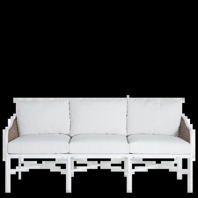 Canapé d'extérieur Havana Cane N-Dura, No welt + Standard fill, Silver, Craie / canne naturelle