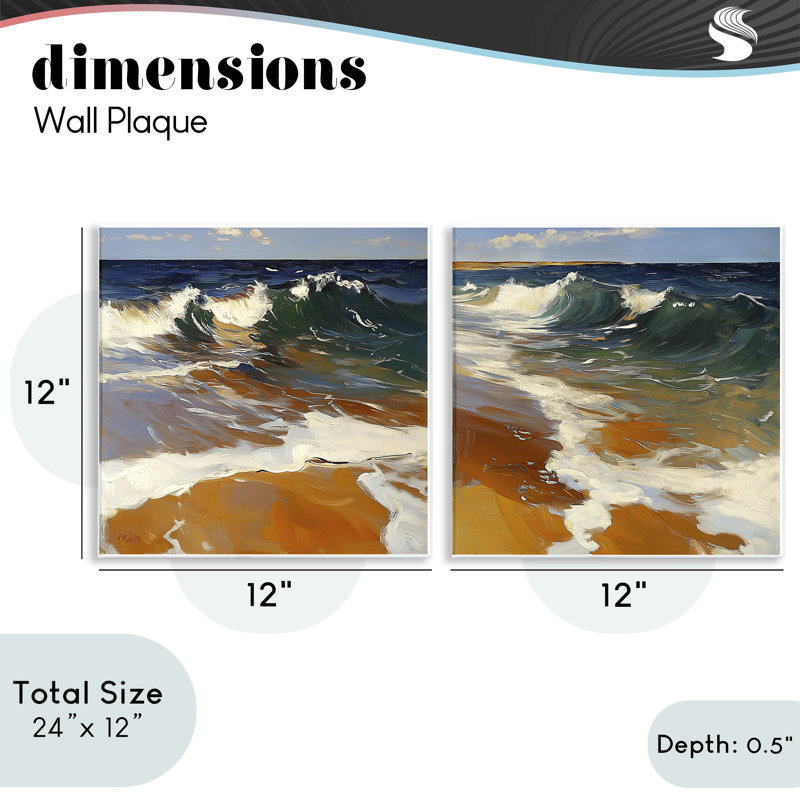 Ensemble de 2 plaques murales Glassy Coastal Break, design par Walker Noble