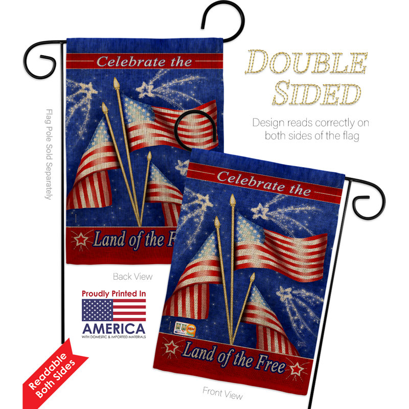 Double Sided 18.5'' H x 13'' W Polyester Independence Day Garden Flag