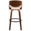 Tabouret de bar à hauteur fixe en bois de noyer et similicuir crème avec repose-pieds arrondi en métal noir - ensemble de 2