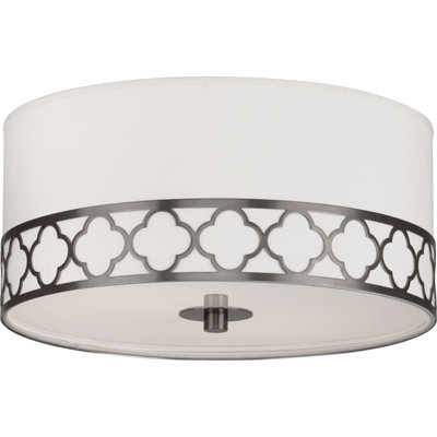 Plafonnier encastré patiné avec abat-jour en tissu Dupoini os - Bande décorative élégante en métal, douille E26 moyenne, homologué UL