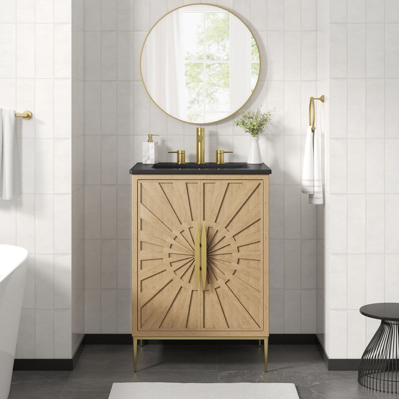 Meuble-lavabo de 24 po Awaken, Chêne, Noir