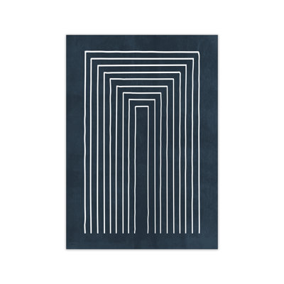 Lino Style Blue Geometric Lines - Print