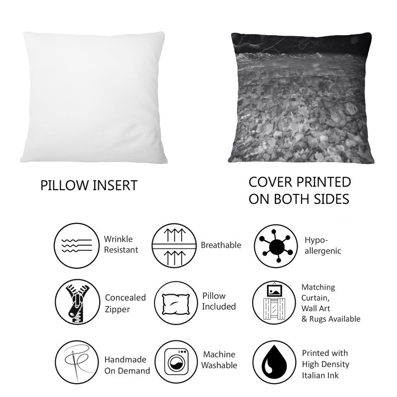 River and Gray Stones - Coussin décoratif imprimé traditionnel 1