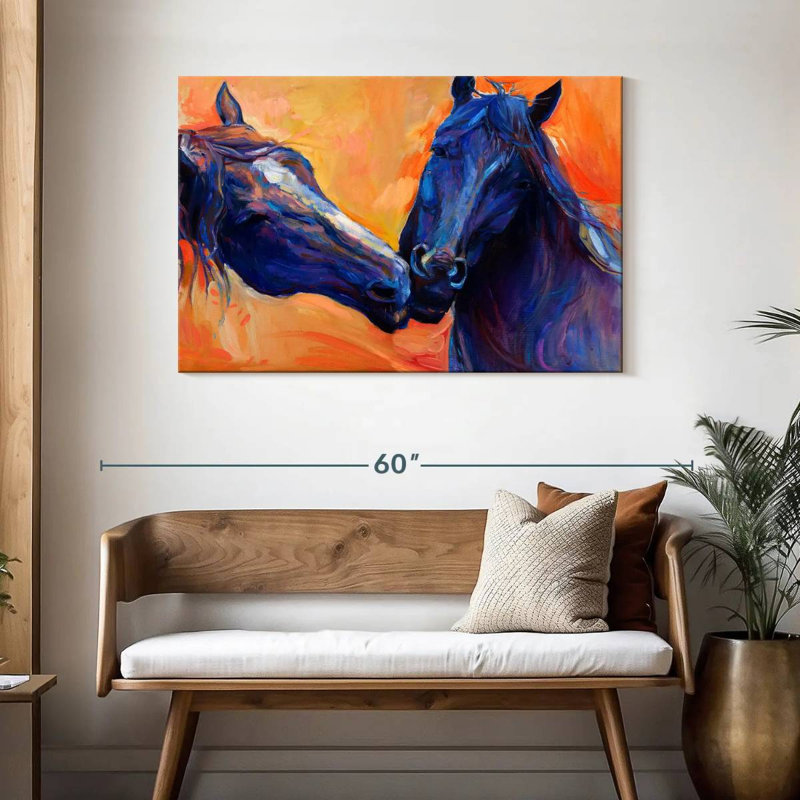Brampt Blue Horses, 30" H x 45" W
