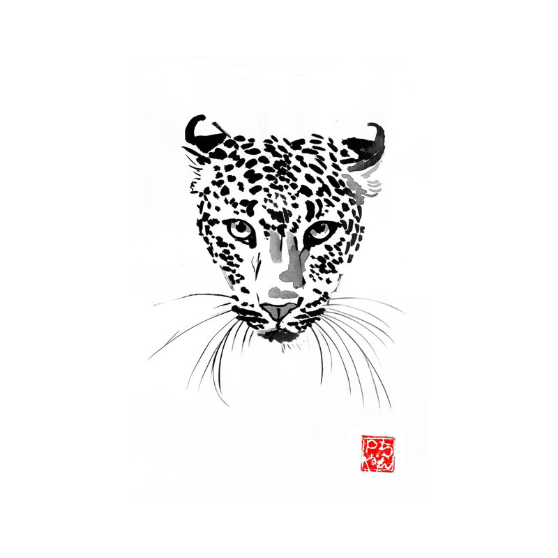 Leopard by Péchane - Painting on Canvas, Wrapped Canvas, 30.48 cm H x 45.72 cm W
