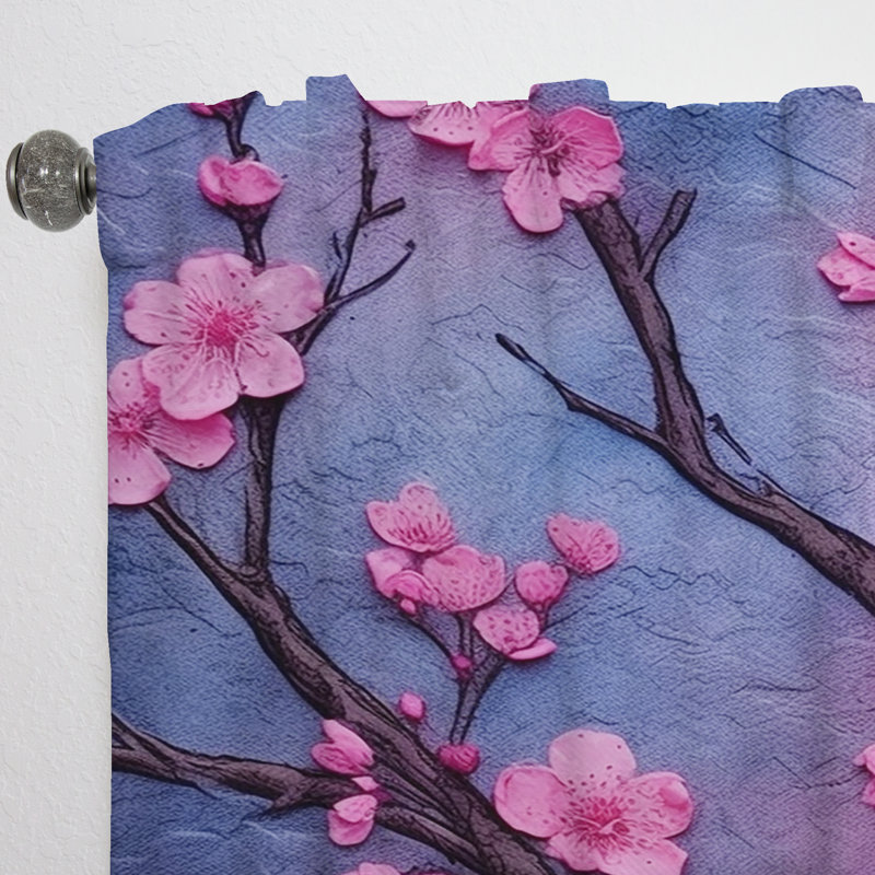 Giana - Rideau obscurcissant floral cerise - 1 panneau, L 52 po x L 63 po