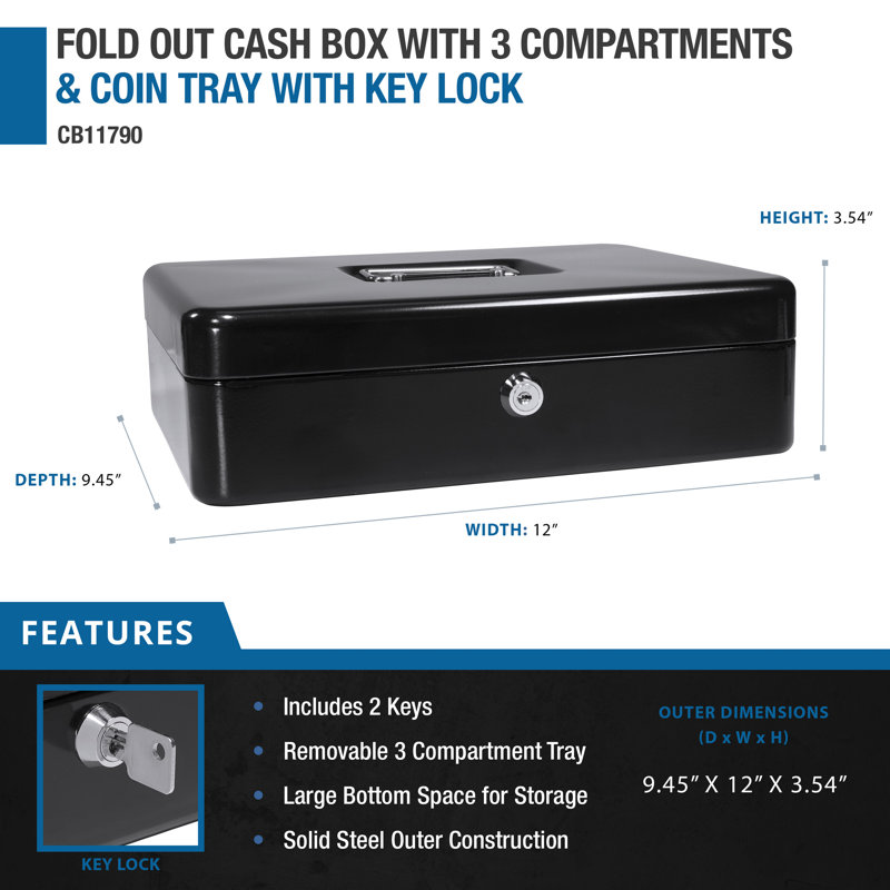 12" CASH BOX AND COIN TRAY