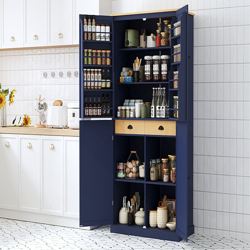 Grande armoire de rangement autoportante 40,2 x 20 x 71,3 pouces avec 2 tiroirs, 2 tablettes réglables, 8 tablettes de porte pour la cuisine, la salle à manger