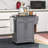 Kitchen Island on Wheels, Rolling Kitchen Cart with Stainless Steel Countertop, Drawer, Towel Rack and Spice Rack, Utility Storage Trolley-581421544