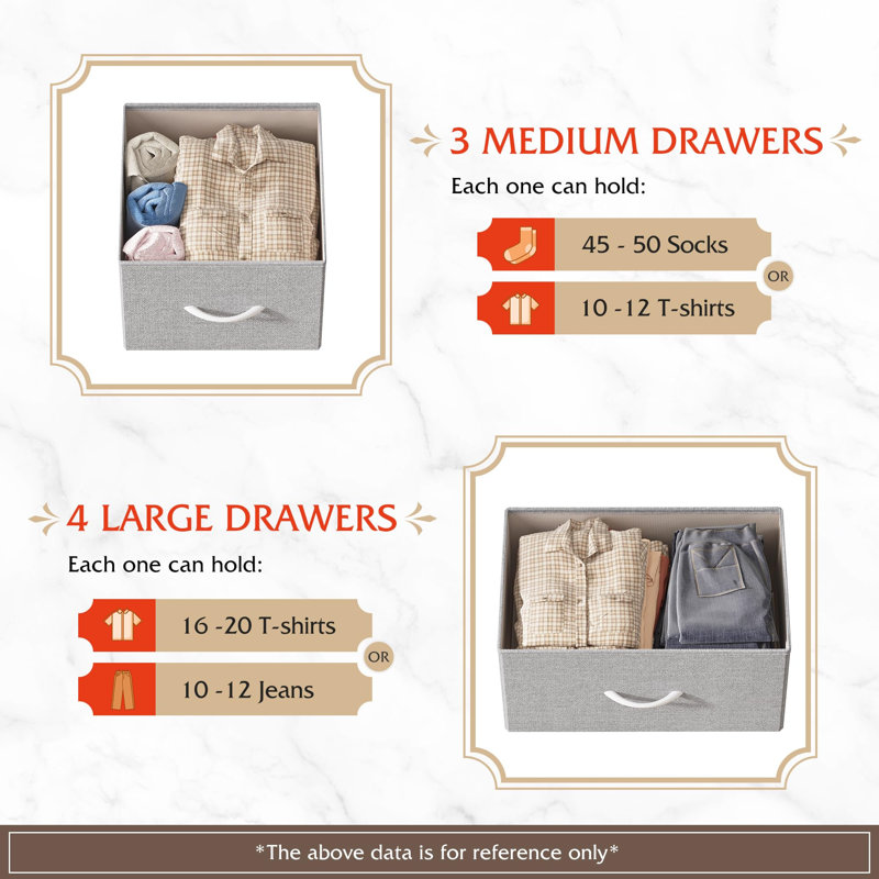 100 cm W Chest of 7 Drawers, Light Grey