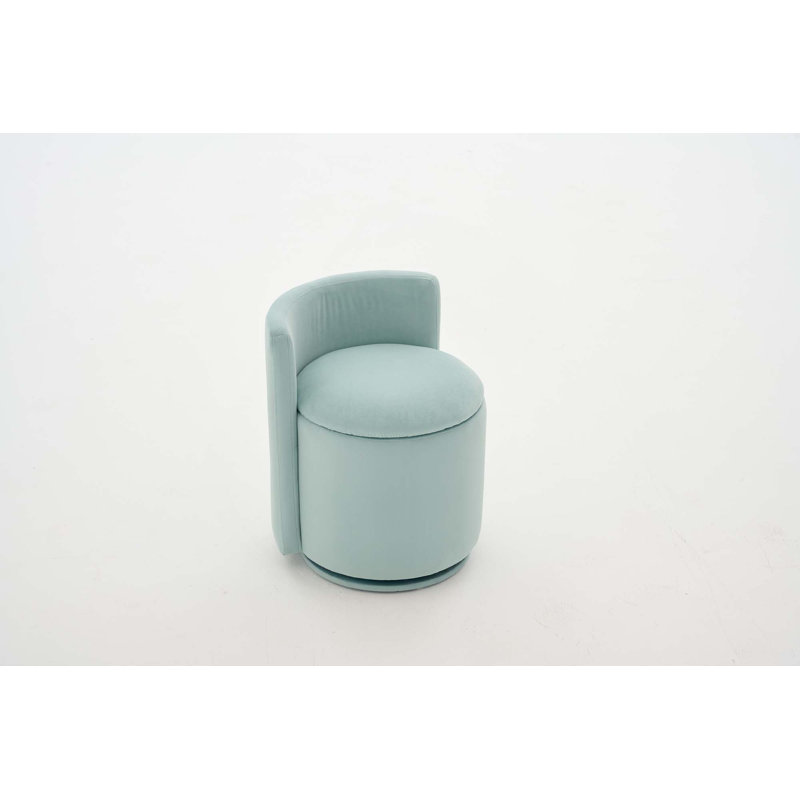 Fauteuil d'appoint pivotant en velours avec rangement dissimulé et dossier incurvé ergonomique, Velours bleu pacifique