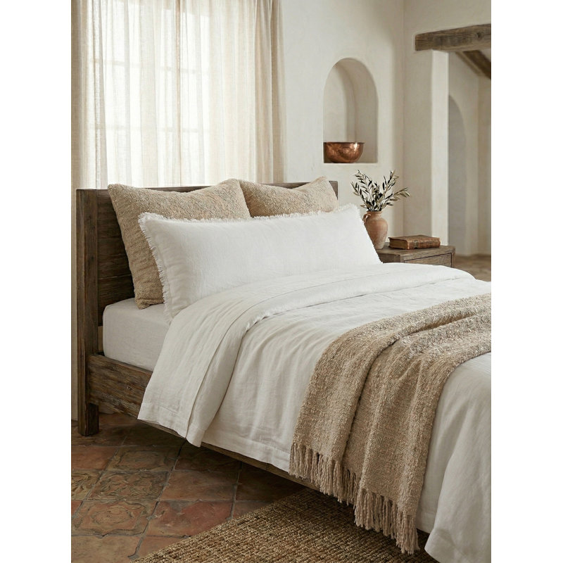 Cozy Hand Woven Throw Blanket, Beige