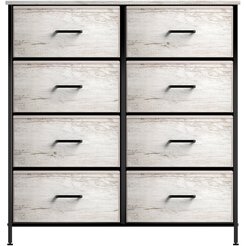 Commode avec 8 tiroirs en faux bois - Commode de rangement, Beige