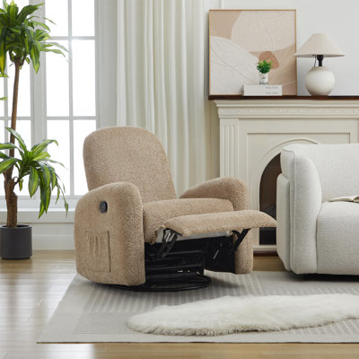 Haaniyah Boucle Fabric Swivel & Rocking Recliner