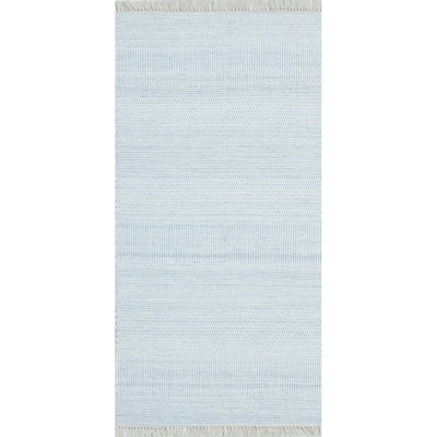 Tapis intérieur / extérieur bleu tissé à plat à la main Somner