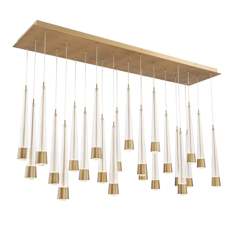 Quill Linear Multi-Light 4-CCT Pendant, Aged Brass