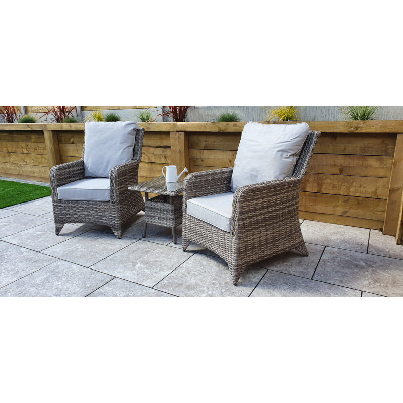 Dunnes 2 Seater Rattan Conversation Set, Light Grey