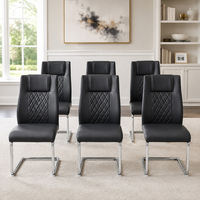 Chaises de salle à manger Kimara, Noir, Argent