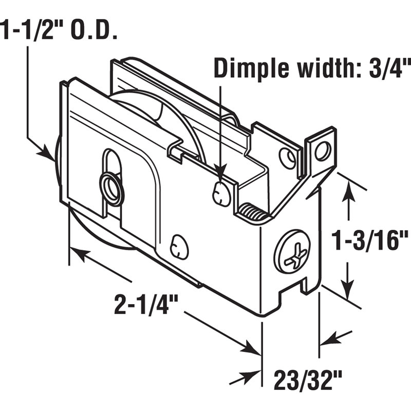 Ensemble de rouleau de porte coulissante en nylon de 1-1 / 2 po (paquet simple)