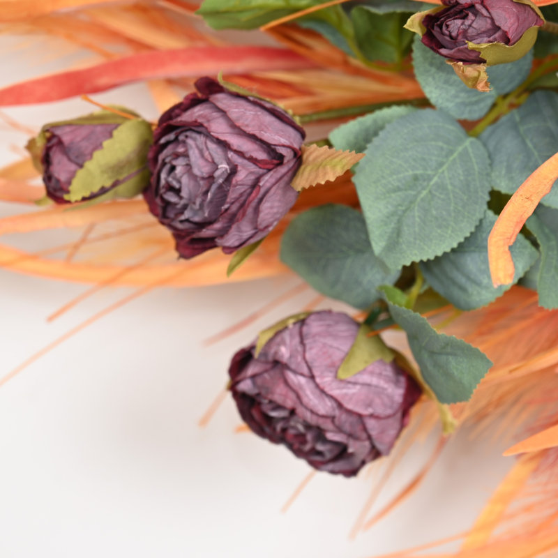 24 po Artificiel Boho Pampas Herbe Verdure Feuilles Roses, Orange;Purple