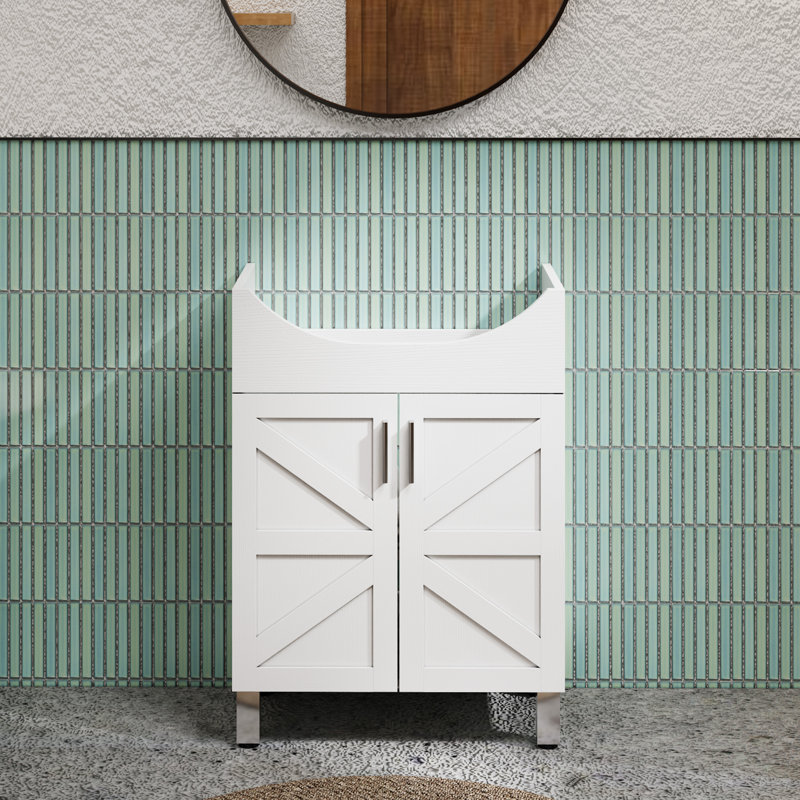Base de meuble-lavabo autoportant 24 po sans lavabo ni robinet, White