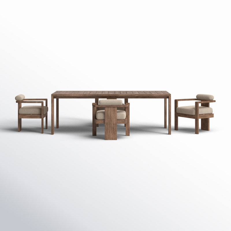 Caraker 82'' Rectangular 4 - Person Outdoor Dining Set with Cushions