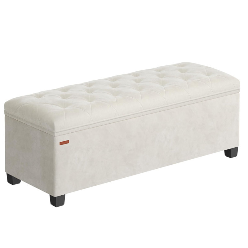 Atmane Fabric Upholstered Storage Bench, White