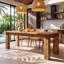 Fir Dining Table with Wood Base
